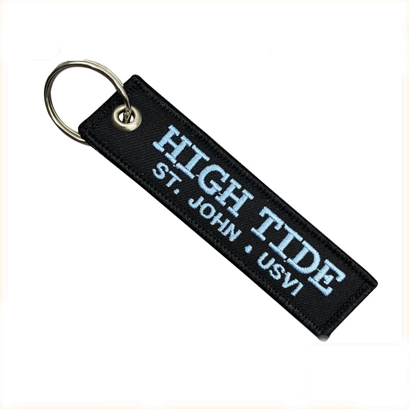 Original Factory Custom Business Gift Keychain Embroidery Brand Double-Sided Logo Embroidered Keychain Tag