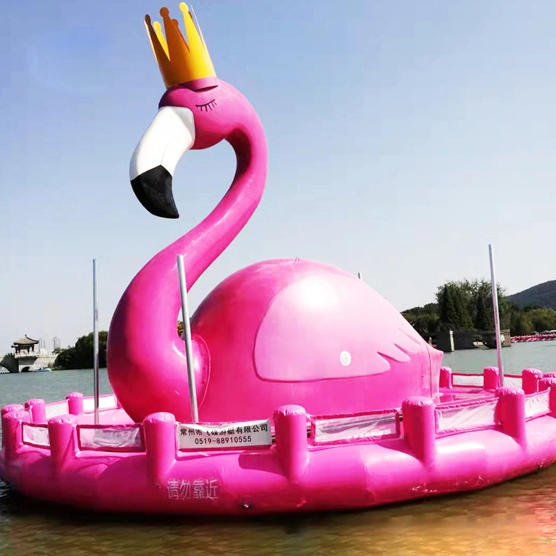 La fibre de verre géant de l'île Flottante Dock avec Flamingo forme pour les loisirs et divertissements