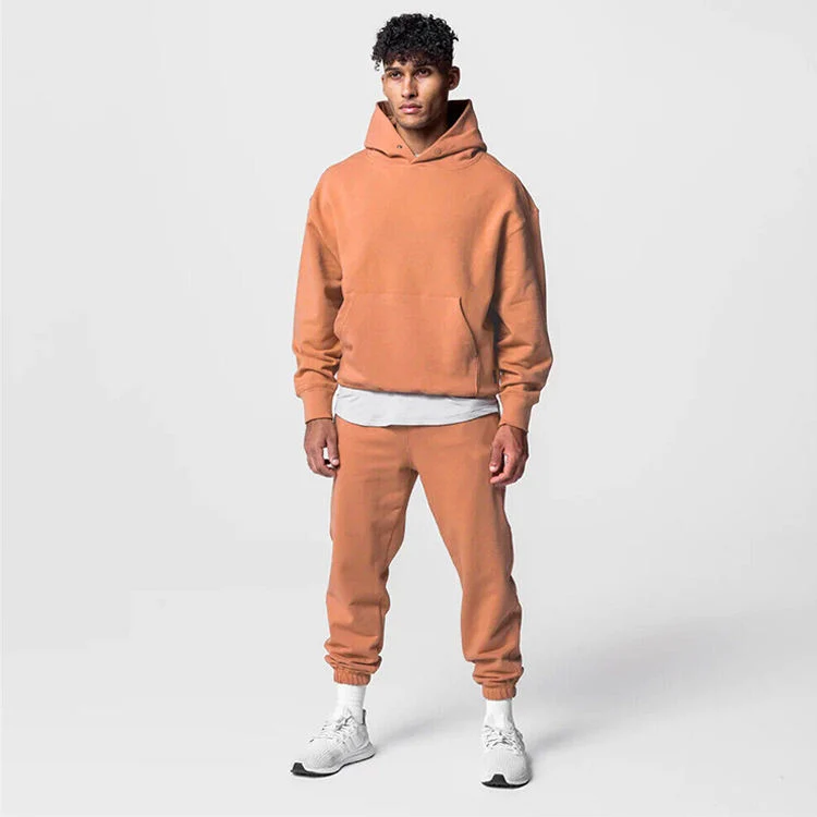 Custom 100% algodón pantalones de chándal y conjunto de sudadera con capucha Tracksuits