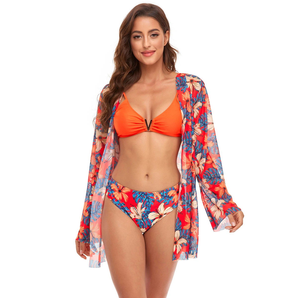 New Arrival Hot Selling Woman Bikini Swimwear 3 Piece Woman Swim Beachwear 3 Swimsuit with Cover up Dress