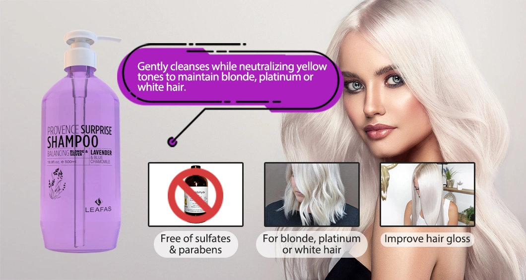 Private Label Good Quality Lavender & Blue Chamomile Balancing Blonde & Silver Hair Shampoo