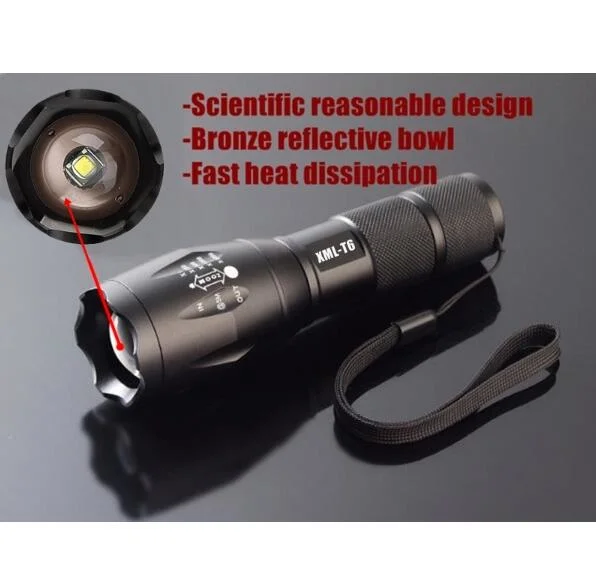 USA EU Hot CREE Xml T6 LED 1000lm Aluminum Waterproof Zoomable Torch 18650 Rechargeable Tactical 5 Model Zoom Flashlight