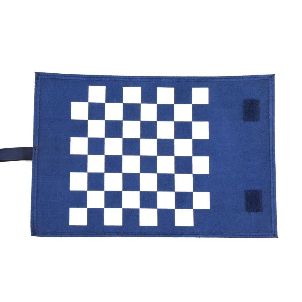 Custom blue Handmade Roll up Fabric Travel Chess Game Set