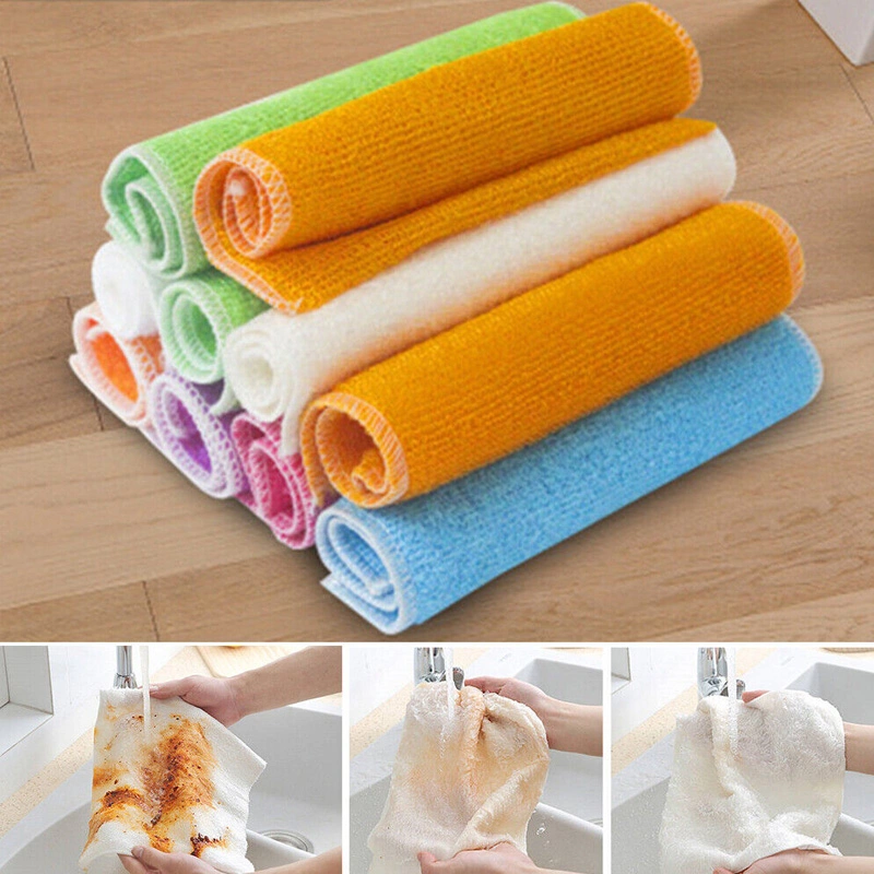 Biodegradable Dish Washer Kitchen Cleaning Product Magic Eraser Bamboo Fiber Cloth Towel