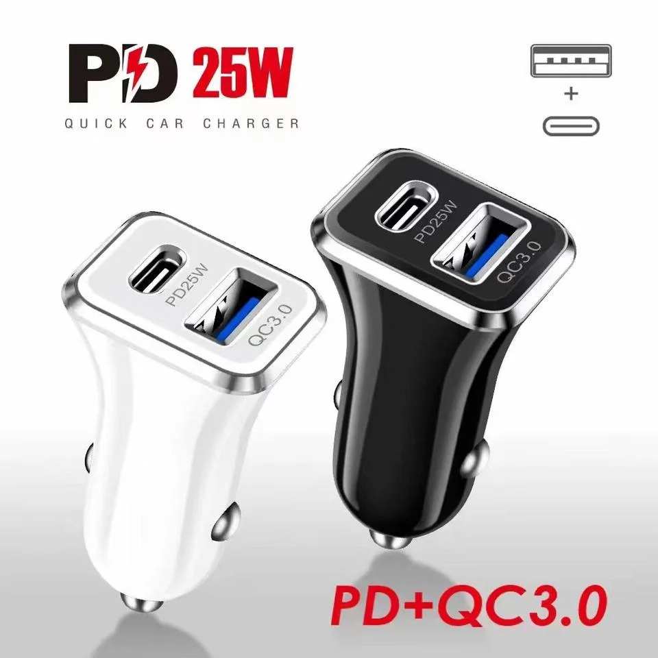 Carregador para automóvel USB duplo Pd Carregador Veicular USB-C Carregadores de Isqueiro Carga Rápida