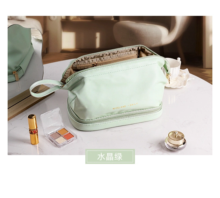 Custom Logo Cosmetic Bag Girl 2 Layers Waterproof Travel Lifestyle Bags Leather Makeup Bag Pouch