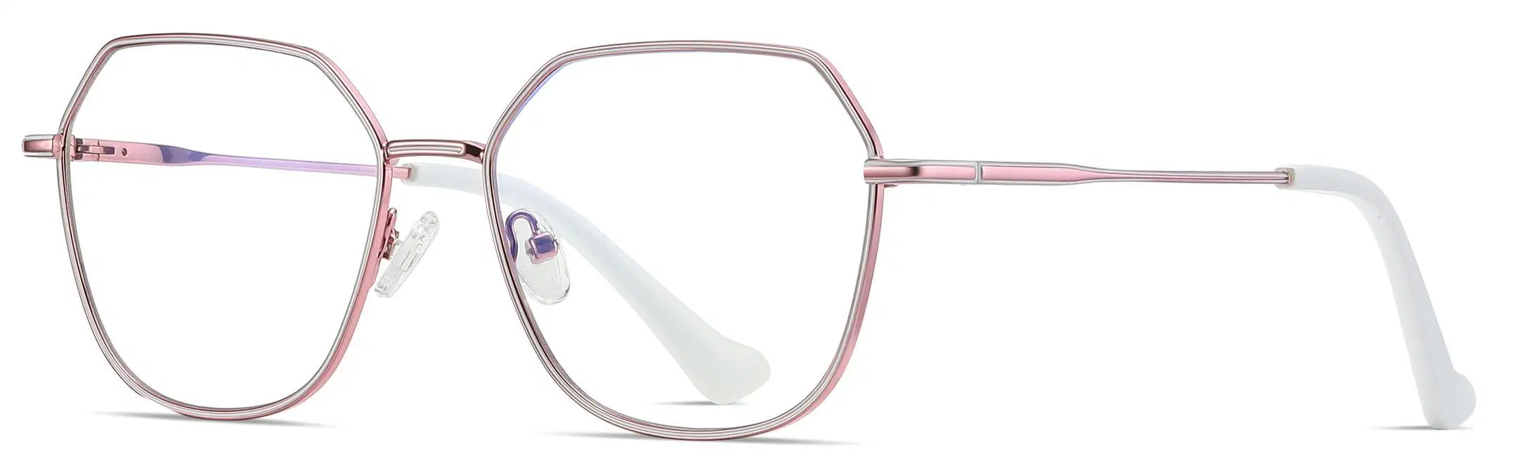 Geometric Sqaure Shape Gloss Rose Gold Silver and Gold Color Frame Screen Reading Function Metal Women Optical Frames