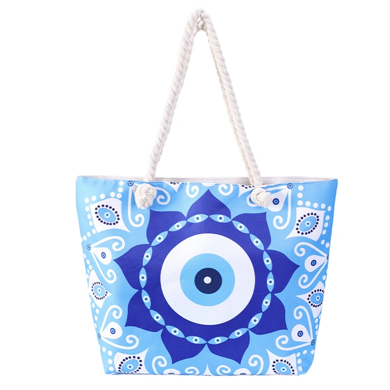 Large Capacity Travel Reusable Grocery Bag Evil Eye Casual Shoulder Bag Shopping Beach Handbag