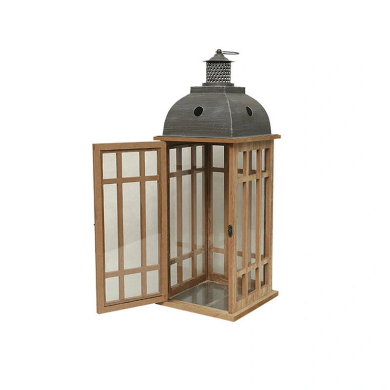 Wooden Storm Garden Lantern Candle Holder Home Decoration Craft