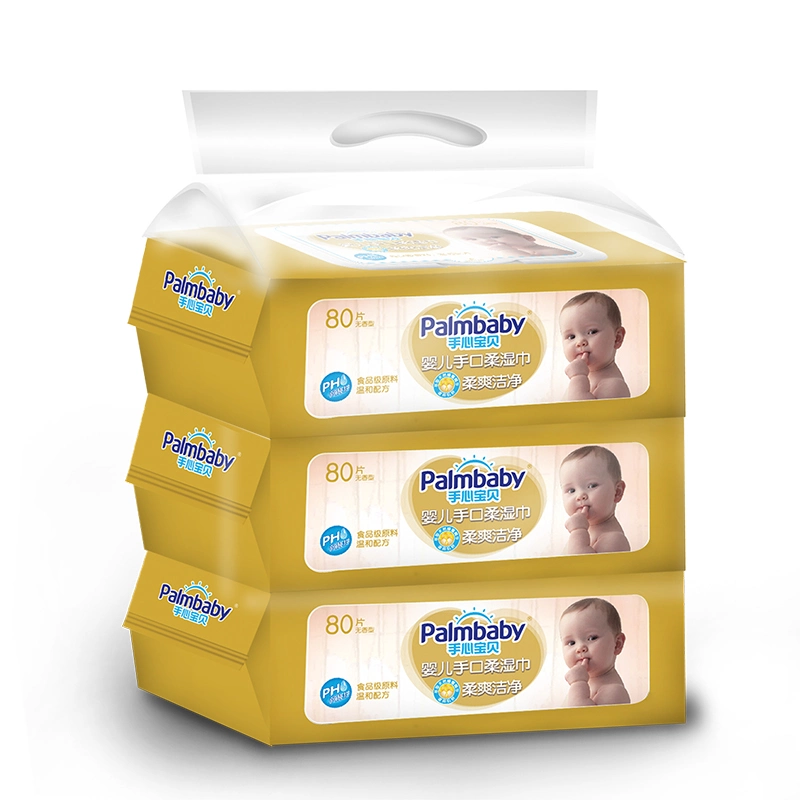 Palmbaby Baby lingettes pour le visage et la bouche usine de services OEM de nettoyage Vente de tissus humides