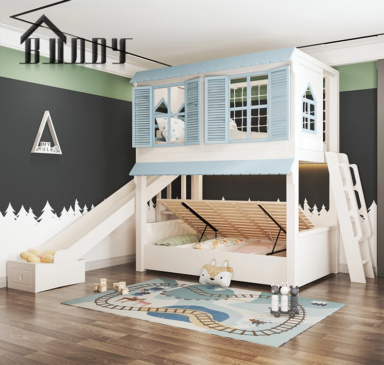 Quarto de cama para vender+Kids Mobiliário de quarto+Cama Loft com a escada para Boy