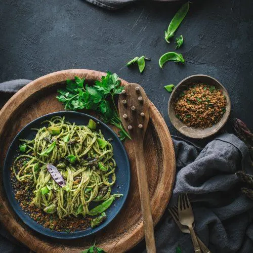 Edamame Green Soybean Spinach Fettuccine Organic Heath Food OEM