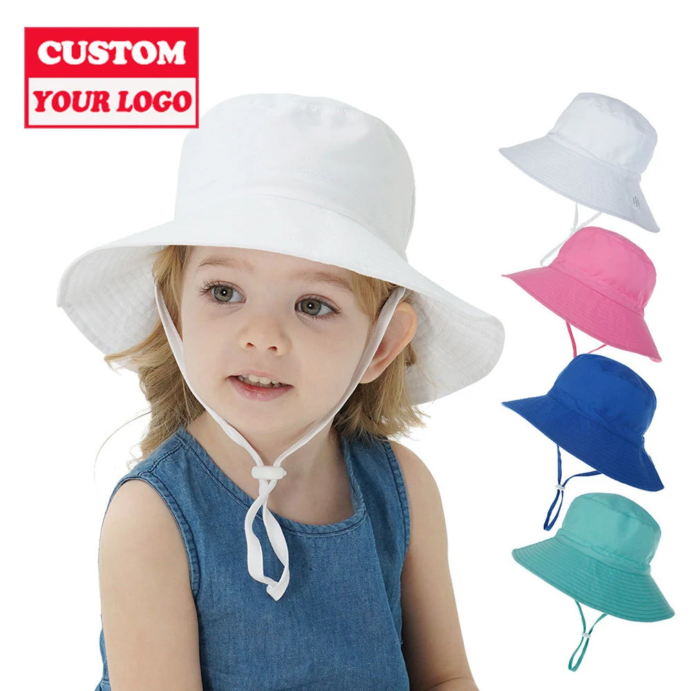 Summer Beach Children Fisherman Bucket Hats for Kids with String