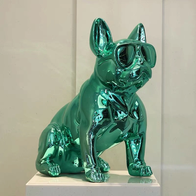 Home Decor English Style Polishing Surface Big Fiberglass French Bulldog Sculpture