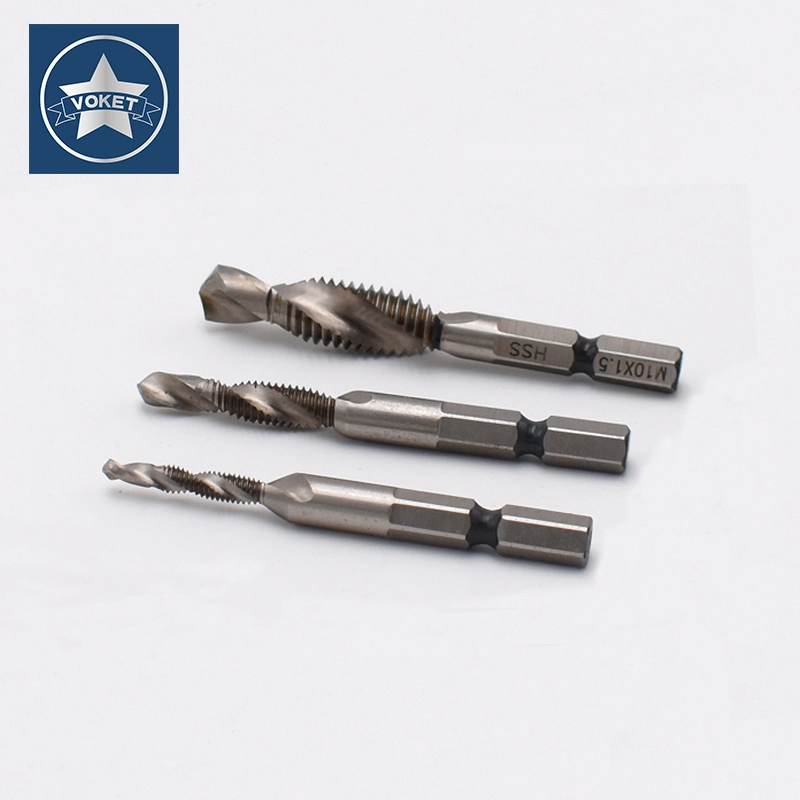 M4*0.7 HSS Hex Shank Screw Thread Metric Tap Drill Bits M3 M4 M5 M6 M8 M10 Tapping and Drilling Integrated Taps Bit