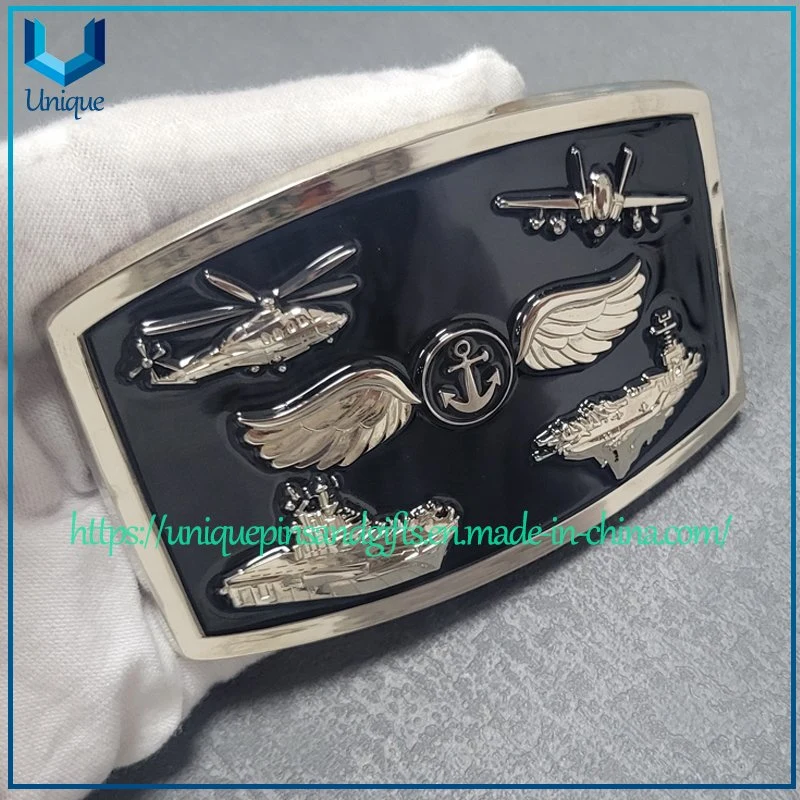 Custom 3D Silver Heavy Duty USA Navy Metal Buckle