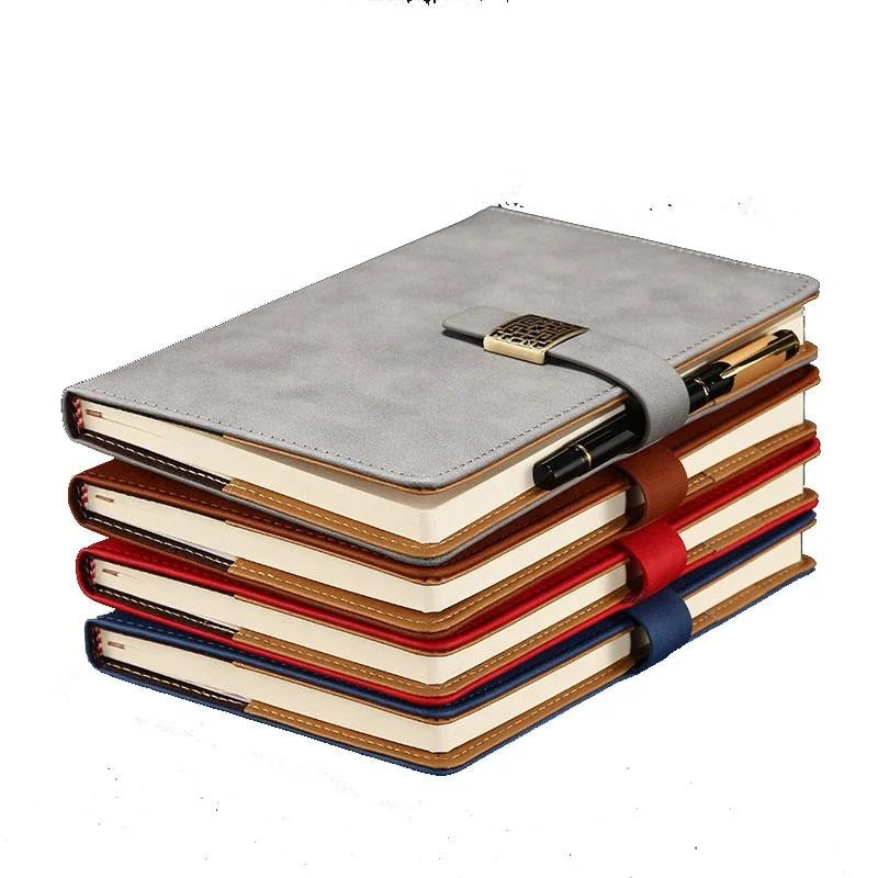 Nouveau style École fournitures de bureau serrure Journal ordinateur portable logo cuir Carnet en cuir en pu Diaries Planner