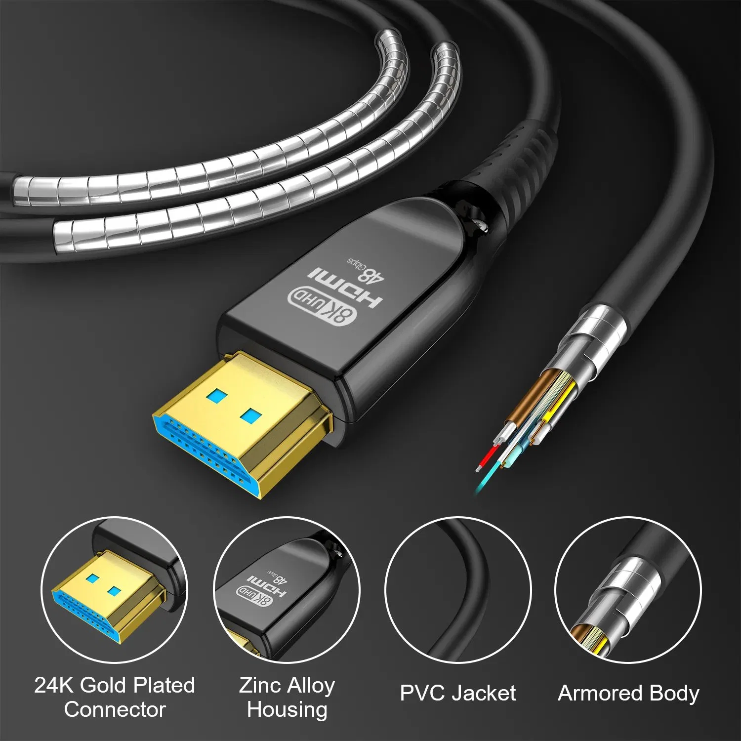 2.1 V 8K Armored Active Optic Fiber HDMI Cable