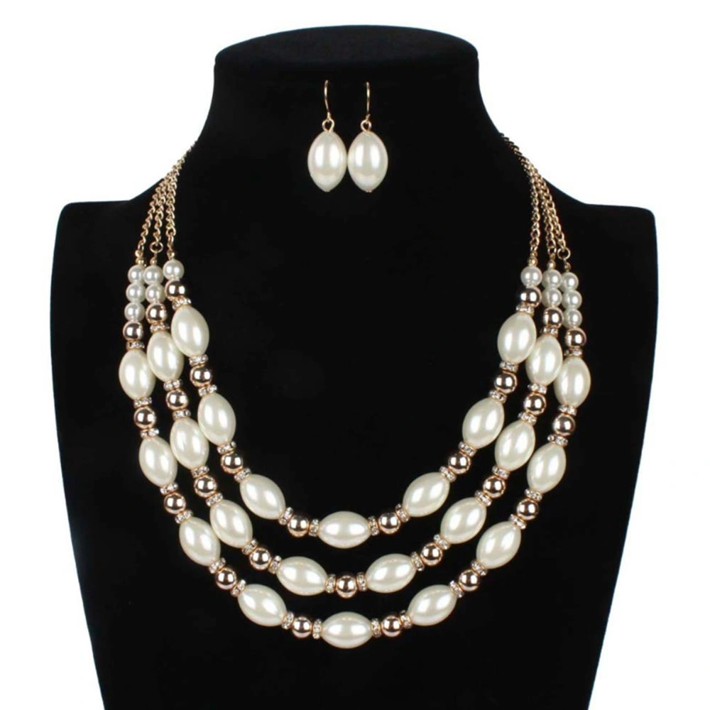 New Product Fashion Red Bead Earrings Necklace Jewelry Set