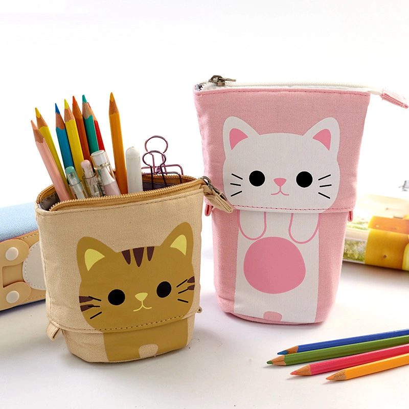 Canvas Large Fashion Pen Orgazizer Pouch Handheld Student Stationery PAL Pencil Case Pen Holder Bag