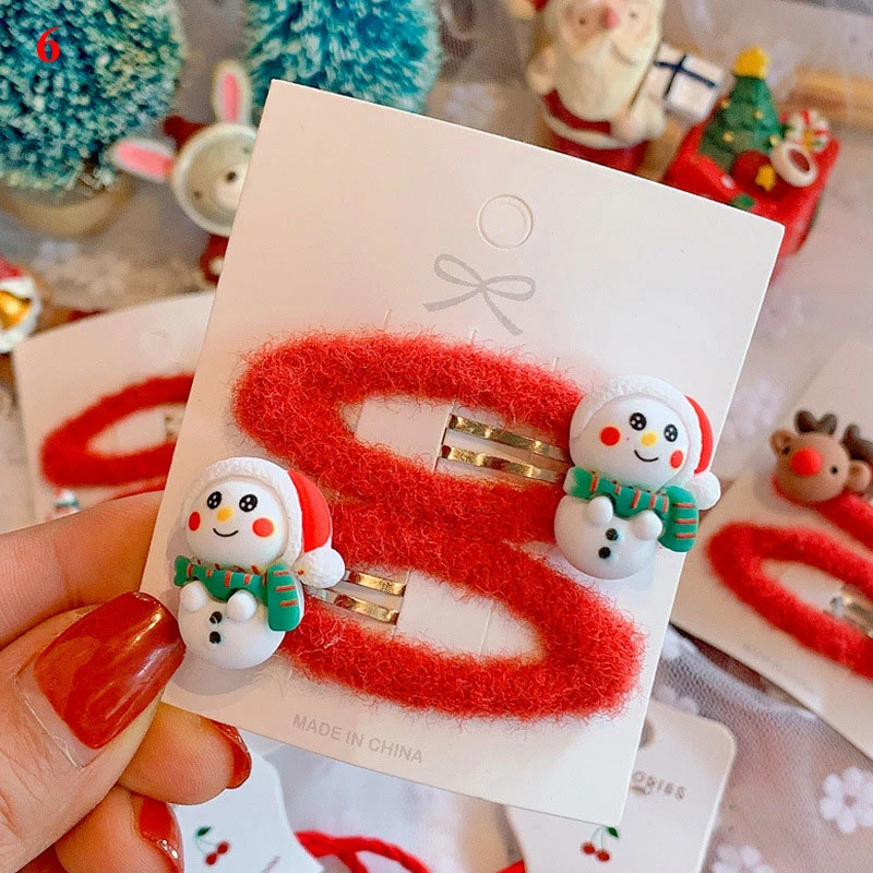 Christmas Sock Penguin Hair Accessories Children Rubber Bands Scrunchies Girls Hairpin Decorations