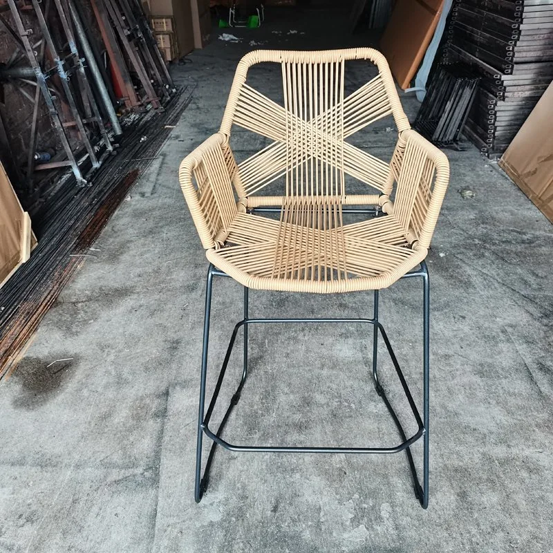 High quality/High cost performance  Rattan Chair High Outdoor Bar Rattan Woven Bar Stool Front Desk Chair Rattan Art High Chair Casual Balcony Furniture