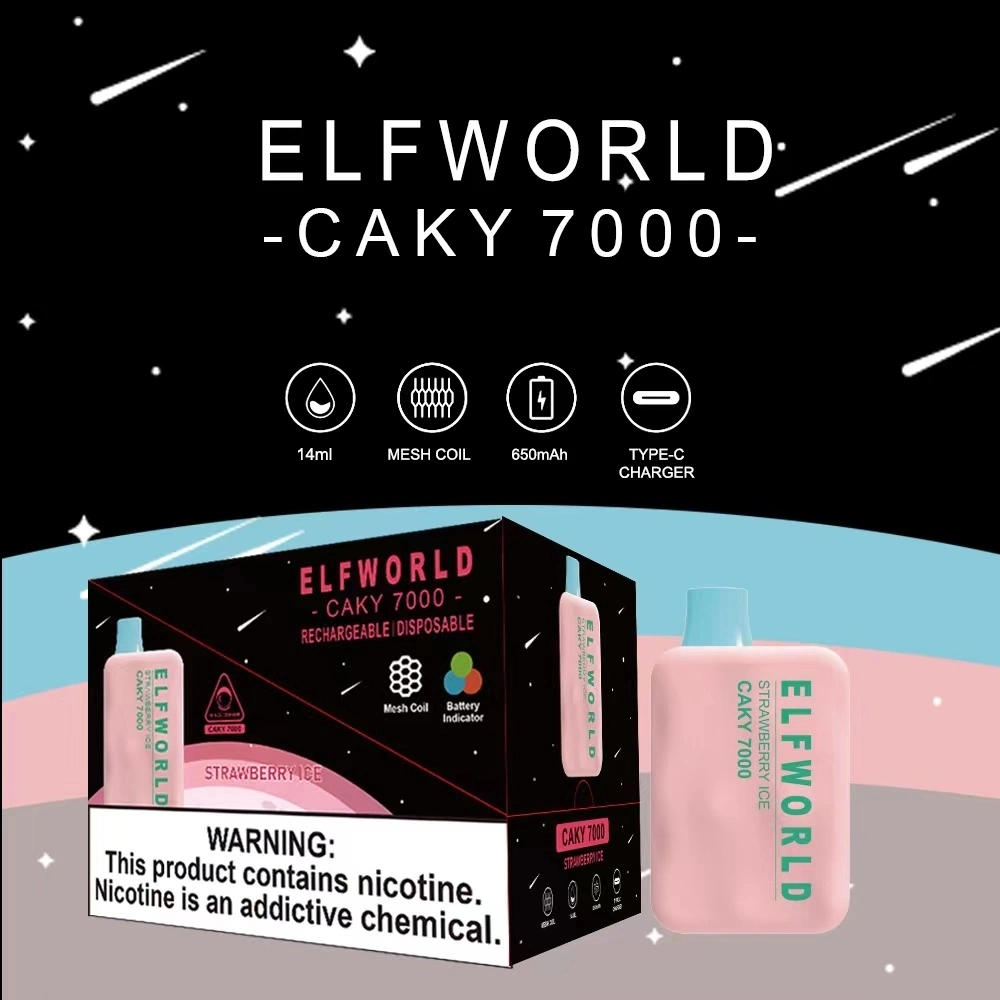 Испания Горячие продажи одноразовая E сигарета Elfworld Caky 7000 Puff Wape