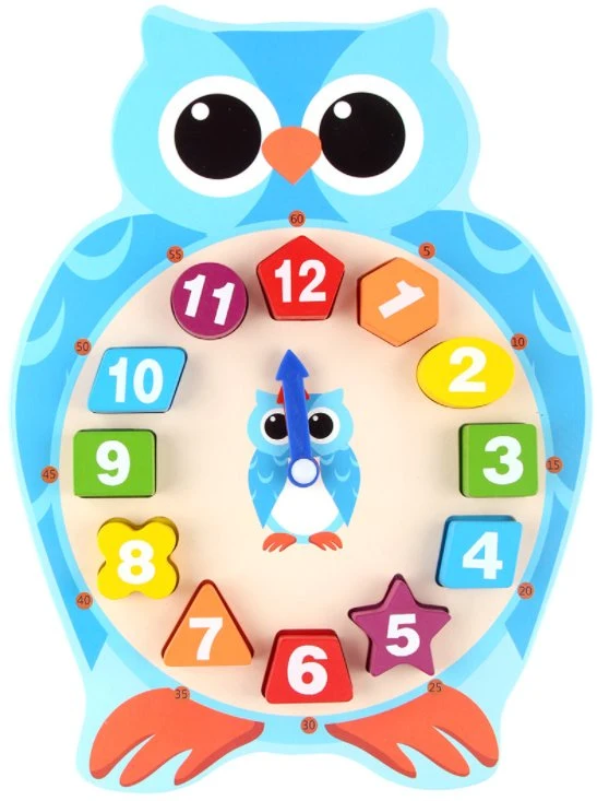 Cartoon Animal Digital Clock Toy Wooden Puzzle Frog Shape Kindergarten Children Teaching Kids Toy