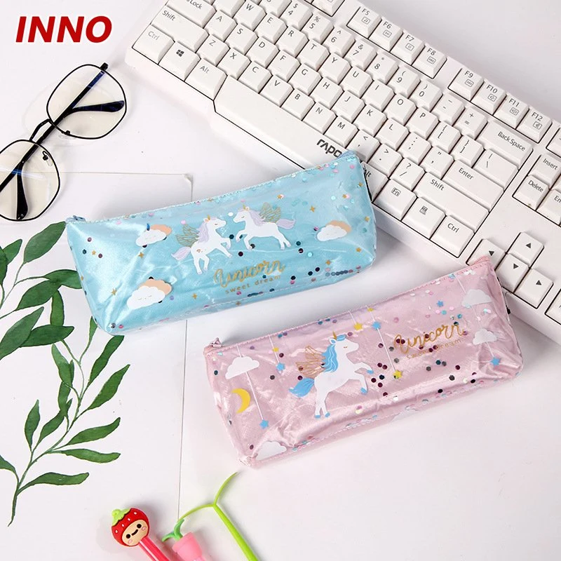 R067# Factory Direct Selling Inno Brand School Supplies Cartoon Pencil Case Children's Sequined Stationery Bag in Stock Eco-Friendly