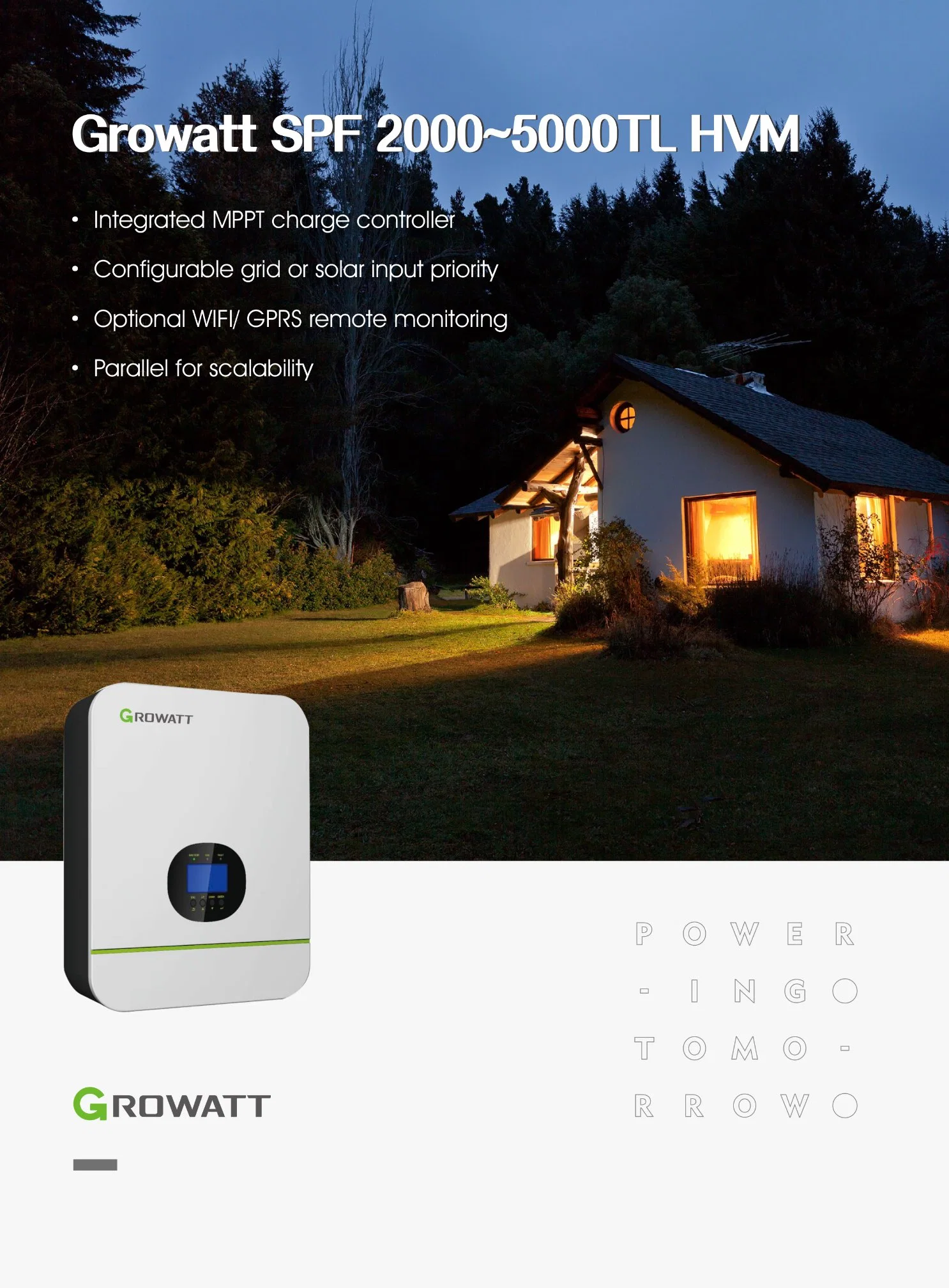 Growatt SPF3000es SPF 3000 Es 3kw 450VDC Single Phase off-Grid Storage Solar Power Inverter