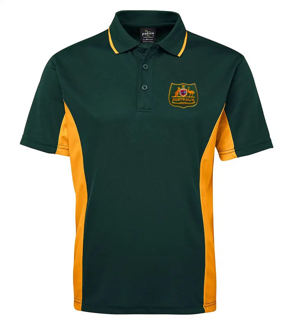 100% Polyester Strickstoff Regular Fit Feuchtigkeitsableitend Stickerei Logo On Chest Club Schulsport-Poloshirt