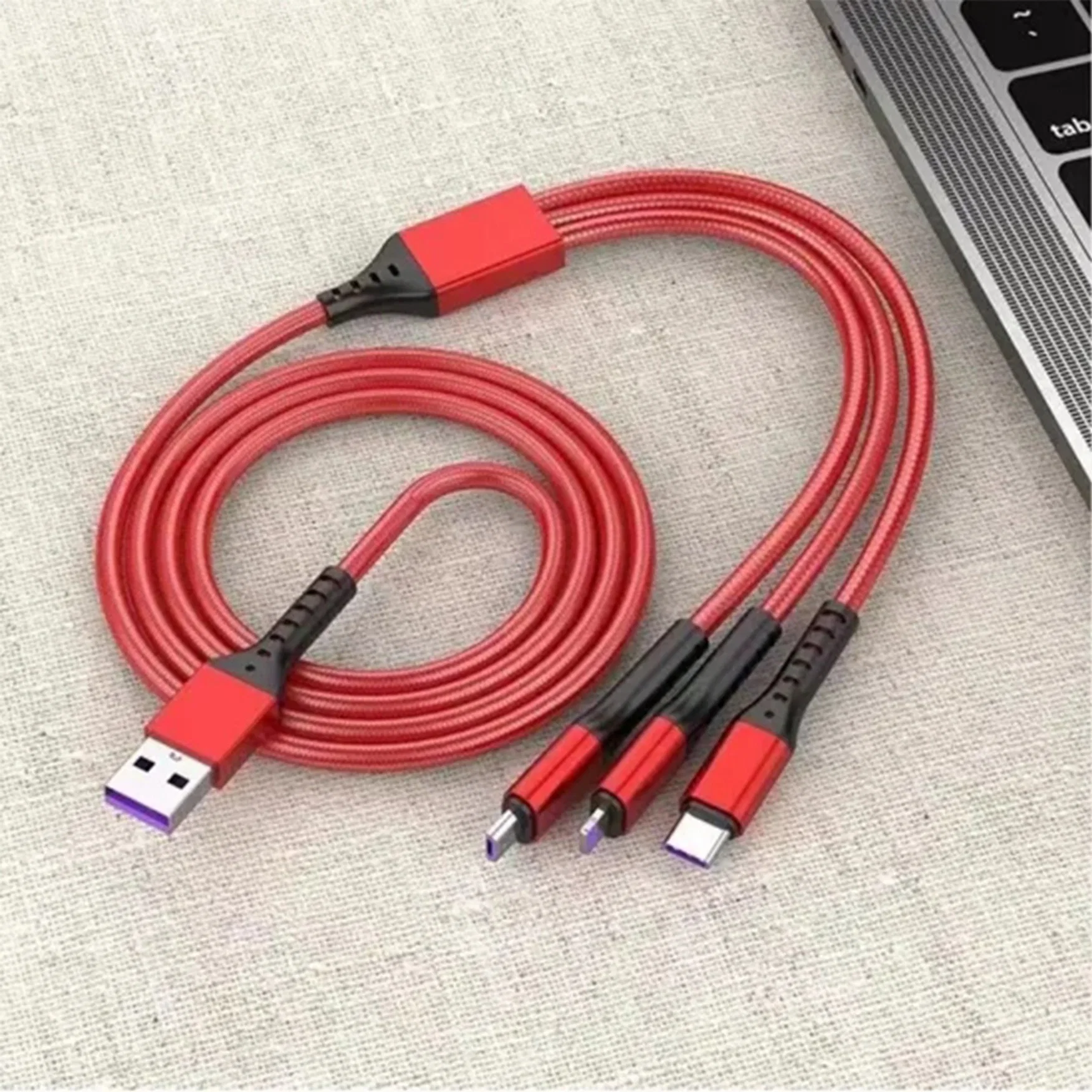 USB2.0 High-End 3 in 1 USB Cable Charger Data Lightning Micro Type-C Cable for iPhone Samsung Vivo Mobile Phone MacBook.