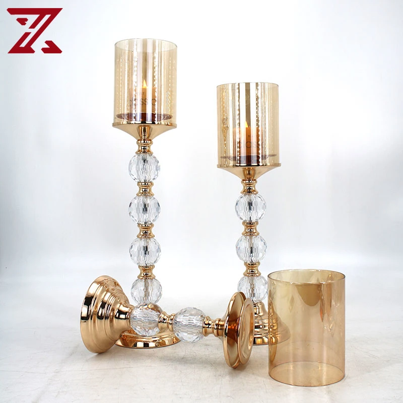 Promotion Gift Metal Pedestal Candlestick Wedding Hotel Craft Gold Candle Holder