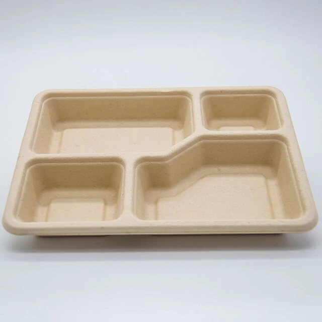 700ml 4 Compartment Custom Logo Disposable Biodegradable Food Tray for Sandwich Fried Chicken