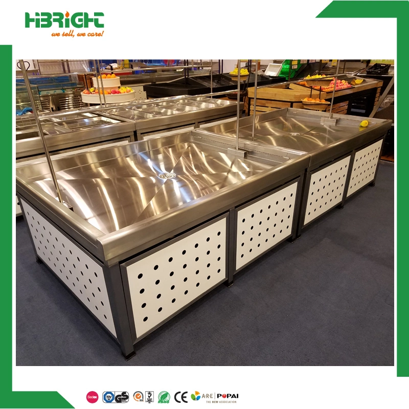 Wood Promotional Supermarket Vegetable and Fruit Display Table