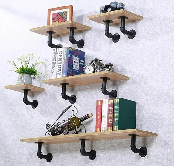 Industrial Pipe Shelf Home Storage Hung Bracket Wall Mount Black Retro Iron Pipe Floating Shelves Used for Bookshelf & Bookcase