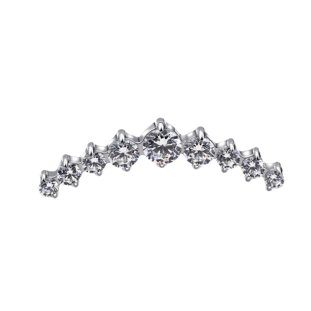 Eternal Metal ASTM F136 Titanium 9 Prong Set CZ Curve Internally Threaded Top Body Piercing Jewellery