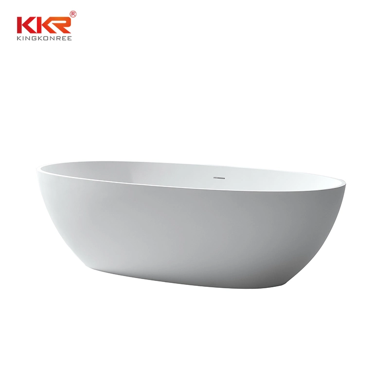 Classic Oval Shaped Solid Surface Acrylic Stone White Freestanding Tub 170cm for Bathroom