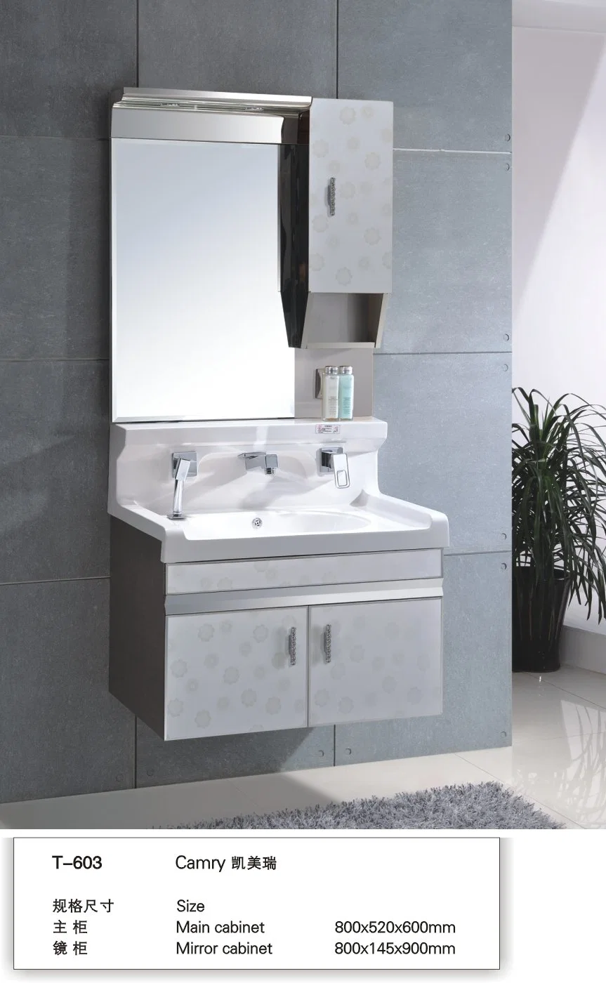 Stainless Steel Metal Modern Wall Mounted Ceramic Basin Bathroom Furniture