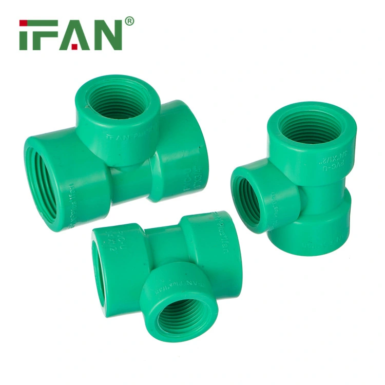 Ifan PVC/CPVC/UPVC Fitting Green Color Equal Tee with Thread