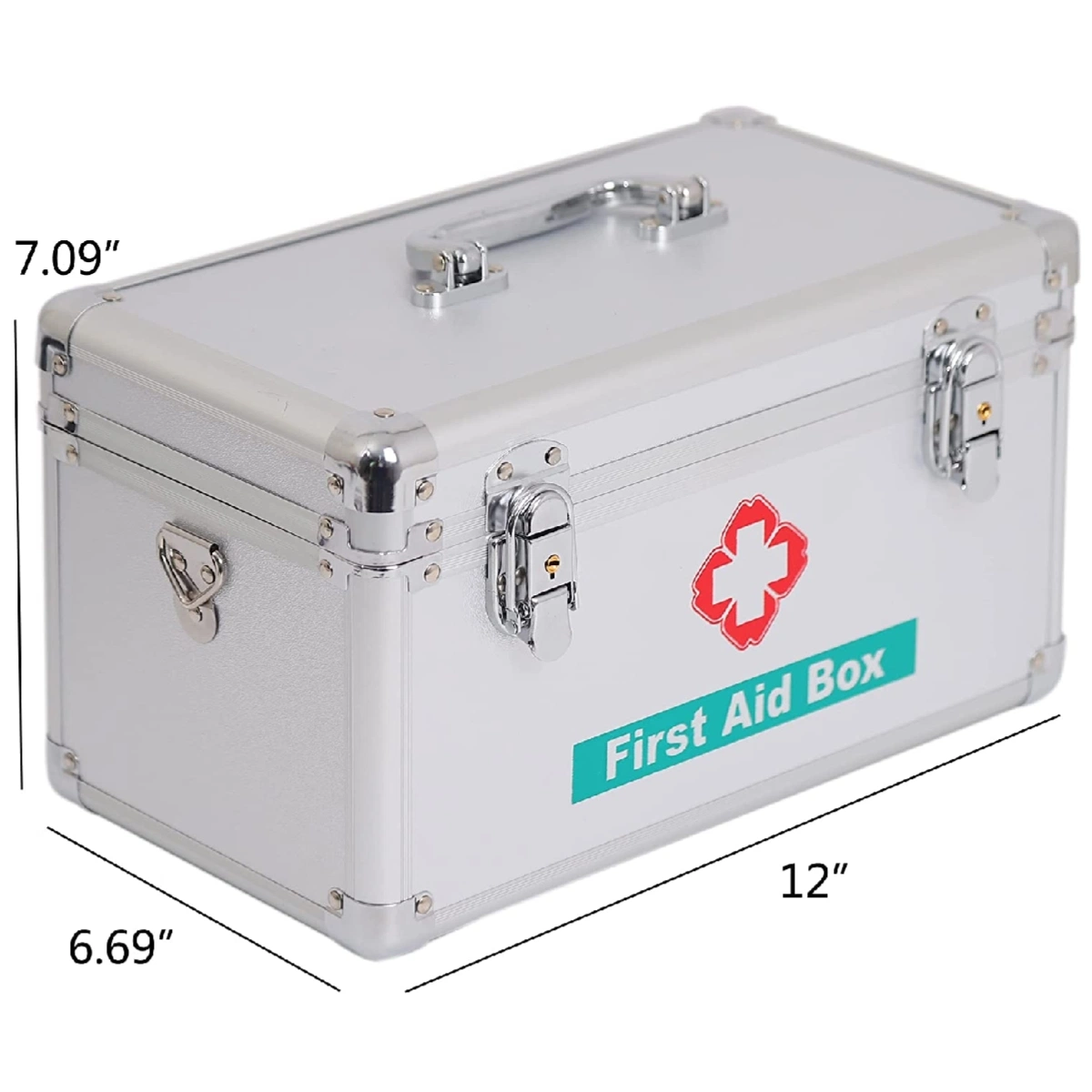 Hard Shell Empty Medical Aluminium First Aid Box Kit with Medicine Supplies Equipment