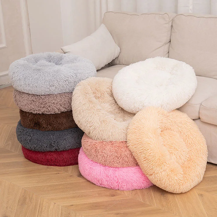 Camas PARA Gatos - Cojín suave de lujo lavable de gran tamaño - Fluffy Cama de gato redonda de donut para mascotas