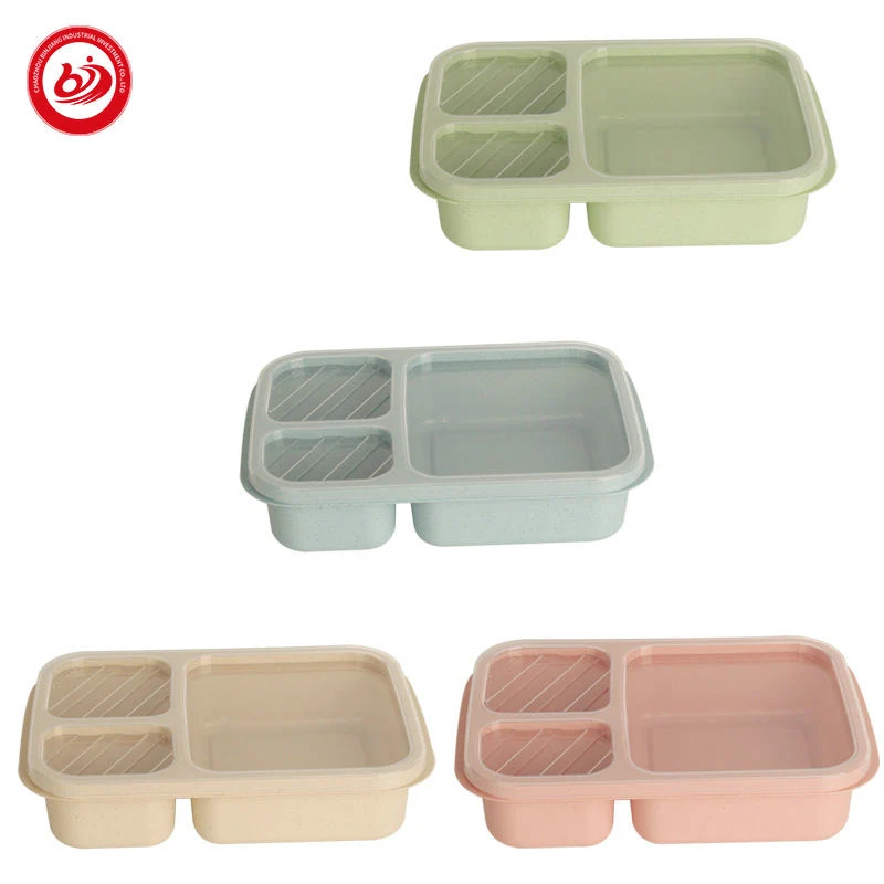 Comercio al por mayor de microondas portátiles ecológicas biodegradables seguro colorido paja del trigo Bento Box Lunch