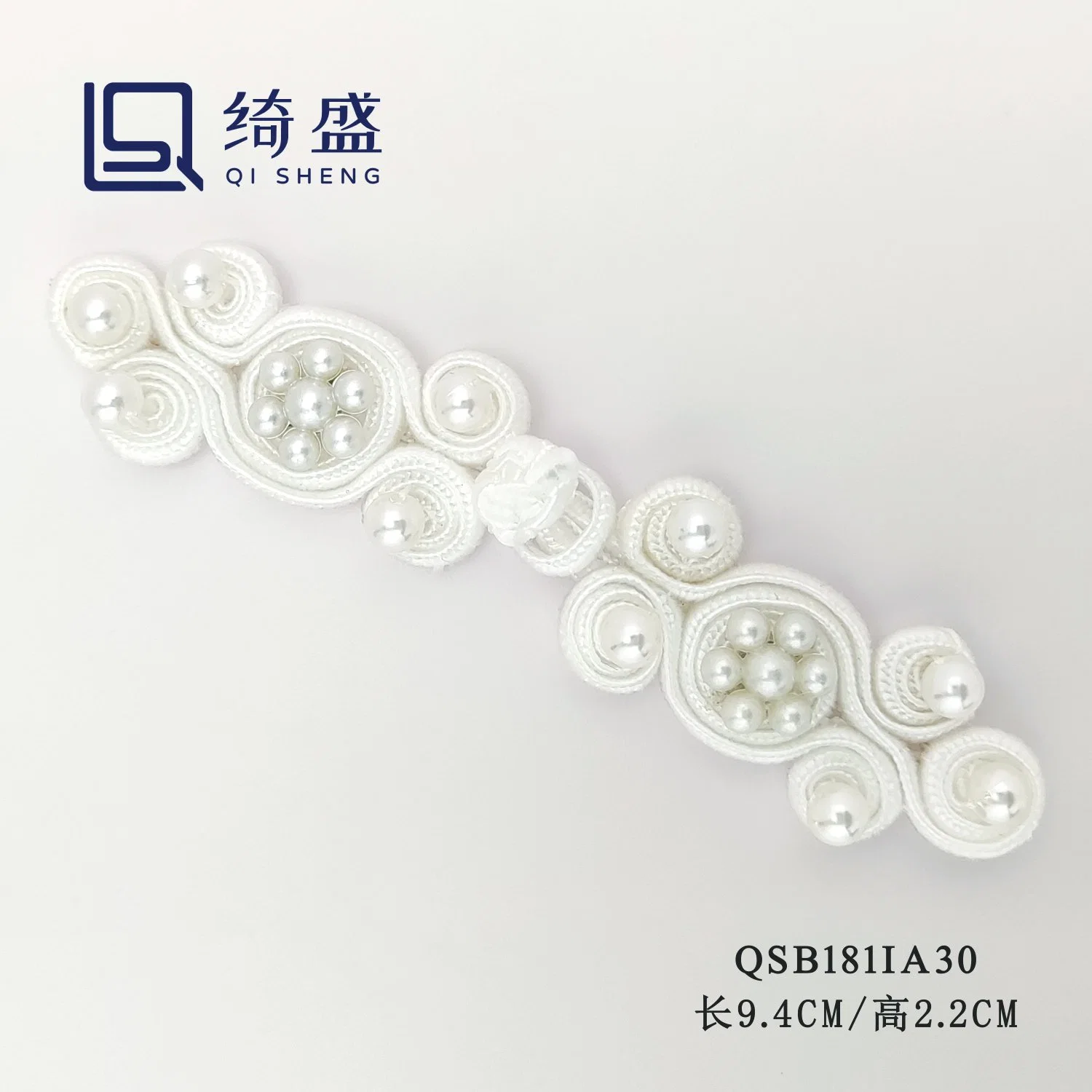 Chinese Style Custom Buttons/Chinese Knot Button/White Color Chinese Knot Button with Pearl