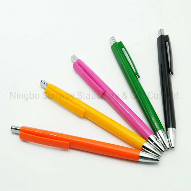 School Supplies Triangle Retractable Advertise Logo Plastic Ball Point Pen