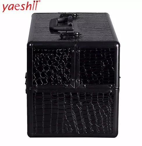 Aeshii Professional and Smooth and Textured Black Travel Aluminum and Hard Large Capacity Cosmetic Case