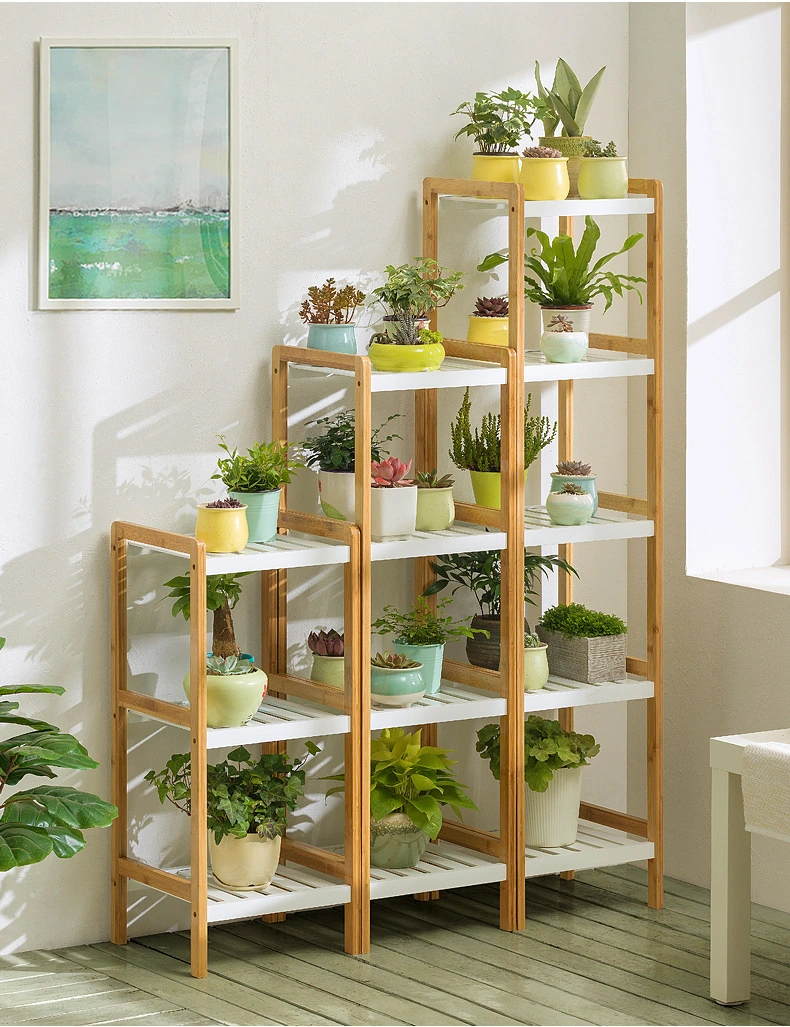 Simple Installation of Anticorrosive Bamboo Five Layer Plant Stand Stable Structure