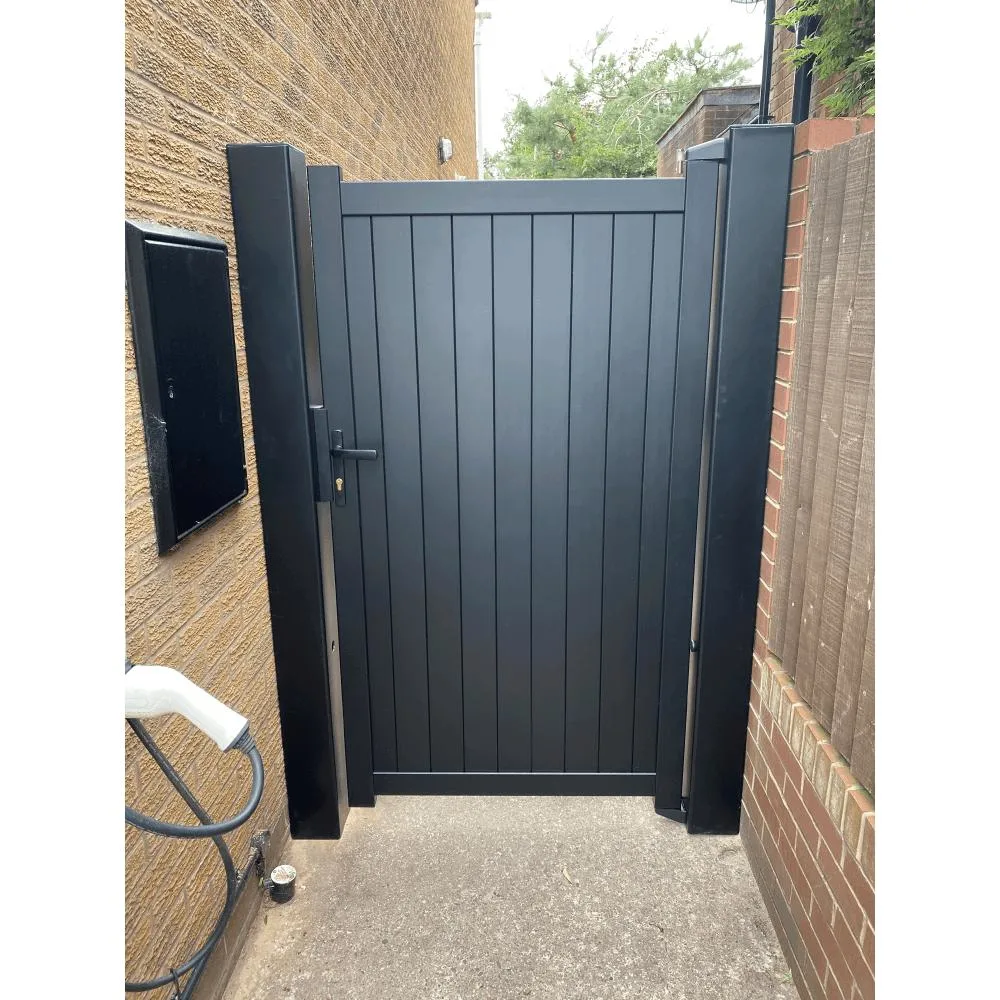 Metal Main Gate Design Systems Aluminum Wood Color Pedestrian Gate for Villa Privacy Fence Gate Small Private Gate Yard Gates