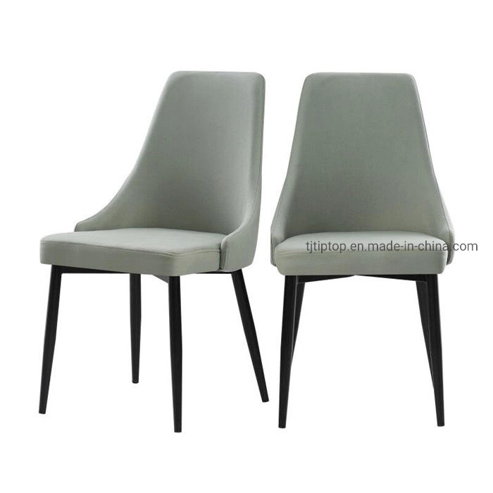 O Revestimento elegante e moderno confortável tecido cinzento pernas de metal Jantar Cadeira de jantar com almofada macia