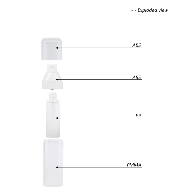 15ml 30ml 50ml botella de plástico blanco de la bomba Airless